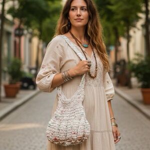 Handcrafted Cream Bag Tote Bag